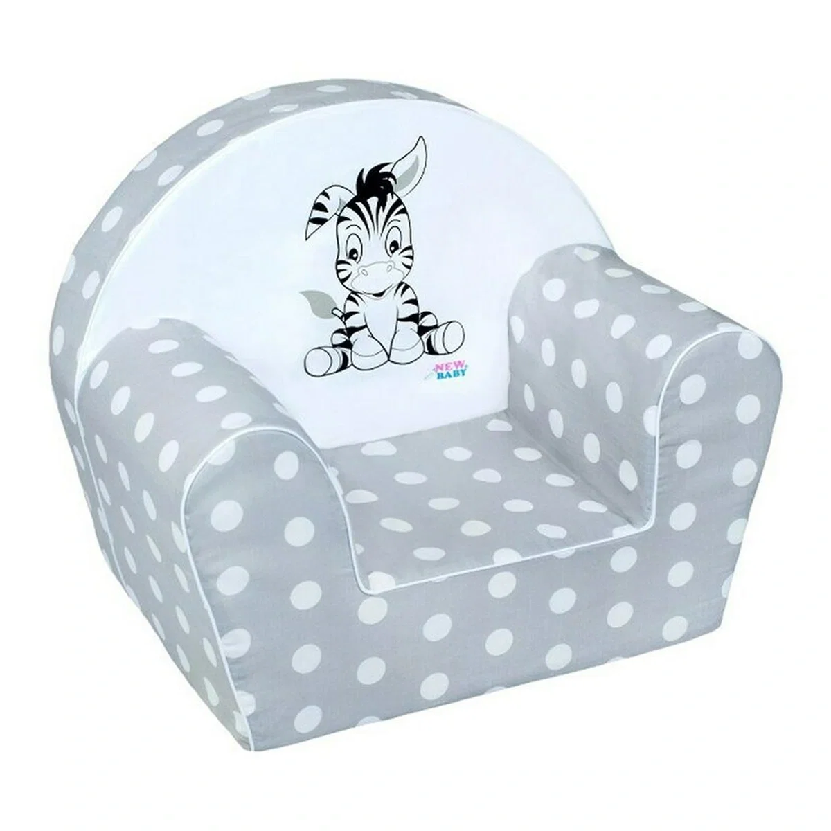 Fotolii copii - Fotoliu din burete , New Baby, 42x53, husa din bumbac, 9 luni - 5 ani, Zebra Grey