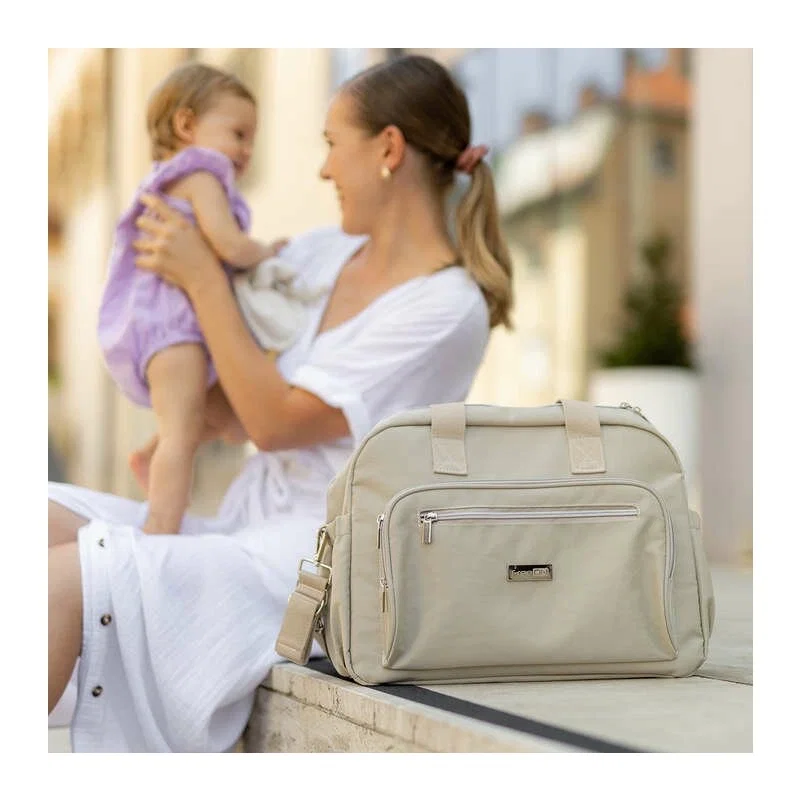Geanta pentru scutece, FreeON, Style, Impermbeabila, 39x32x18 cm, Grey/beige [3]