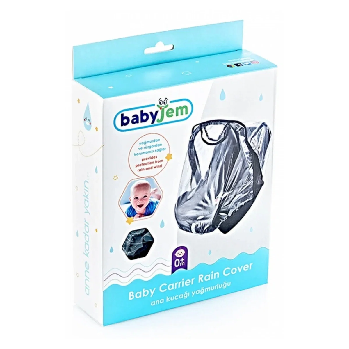 Accesorii carucioare - Husa de ploaie pentru scaun auto 0-13 kg BabyJem Rain Cover 0 luni +