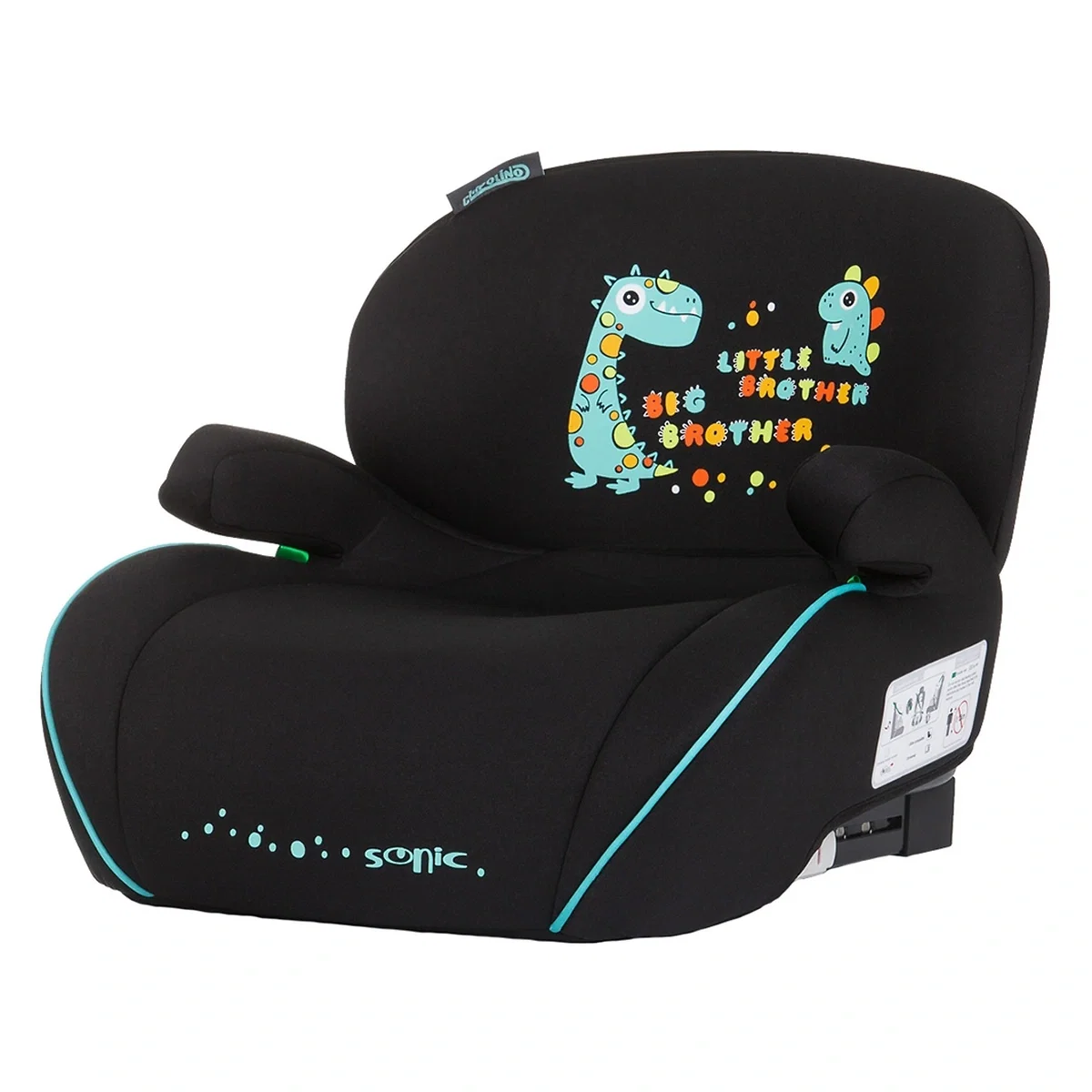 Inaltatoare auto - Inaltator auto copii Chipolino Sonic I-Size 125-150 cm cu Isofix - model Dino, Negru