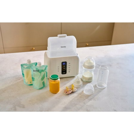 Incalzitor biberoane, Lionelo, ThermUp Duo, 6 moduri de operare, Incalzire, Pastrare temperatura, Decongelare, Senzor temperatura, Oprire automata, Panou tactil, 2 biberoane simultan, Alb [5]