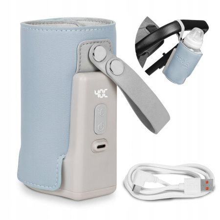 Incalzitor biberoane, Lionelo, ThermUp Go Plus, Portabil, Temperatura constanta pana la 24 h, Incarcare USB, Albastru deschis [2]