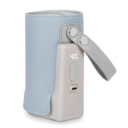 Incalzitoare biberoane - Incalzitor biberoane, Lionelo, ThermUp Go Plus, Portabil, Temperatura constanta pana la 24 h, Incarcare USB, Albastru deschis