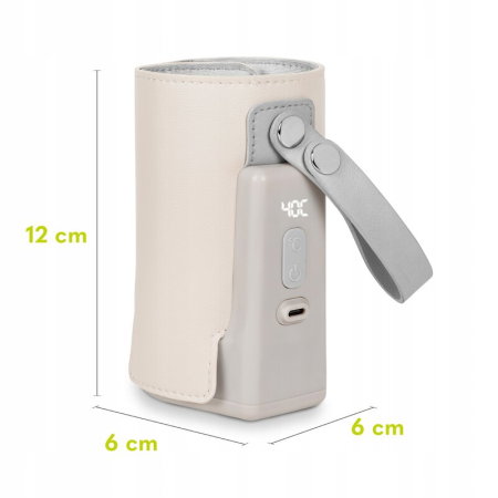 Incalzitor biberoane, Lionelo, ThermUp Go Plus, Portabil, Temperatura constanta pana la 24 h, Incarcare USB, Bej [20]