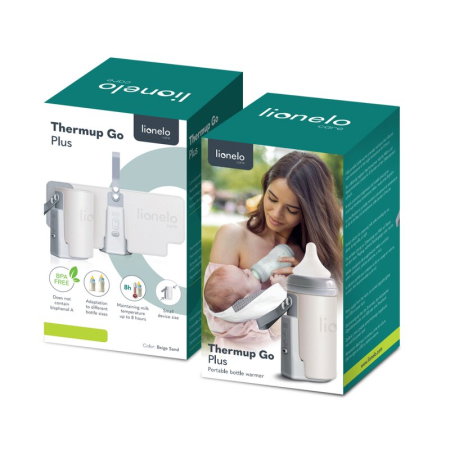 Incalzitor biberoane, Lionelo, ThermUp Go Plus, Portabil, Temperatura constanta pana la 24 h, Incarcare USB, Bej [25]