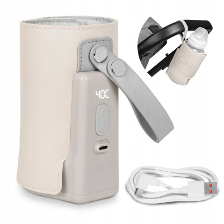 Incalzitor biberoane, Lionelo, ThermUp Go Plus, Portabil, Temperatura constanta pana la 24 h, Incarcare USB, Bej [2]