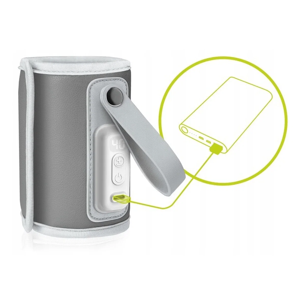 Incalzitor biberoane ThermUp Go, Portabil, Temperatura constanta pana la 24 h, Incarcare USB, Gri Lionelo 2 ani [9]