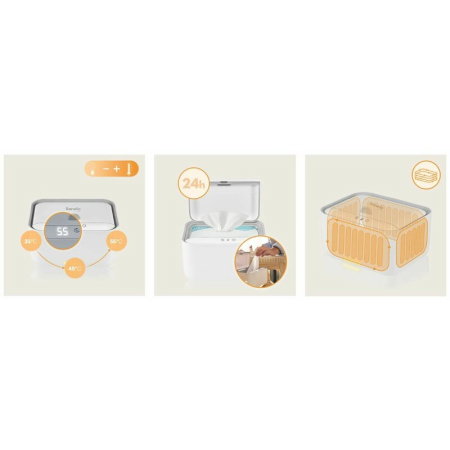 Incalzitor servetele umede, Lionelo, Babybliss, Cu 3 setari de temperatura, Panou de control cu ecran tactil, Fara BPA, White [14]