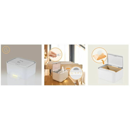 Incalzitor servetele umede, Lionelo, Babybliss, Cu 3 setari de temperatura, Panou de control cu ecran tactil, Fara BPA, White [15]