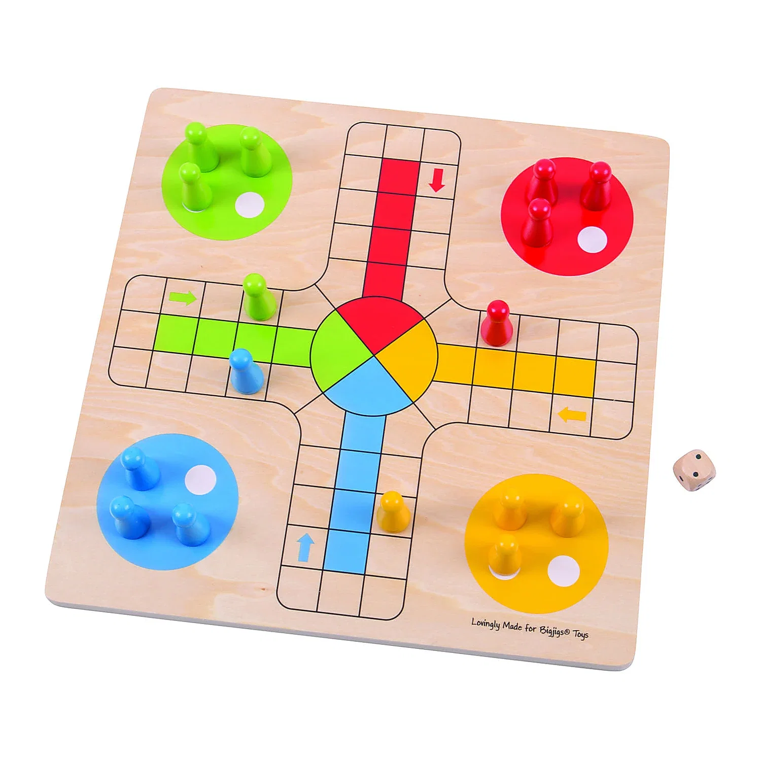 Jocuri de societate - Joc clasic din lemn - Nu te supara frate BIGJIGS Toys 99 ani