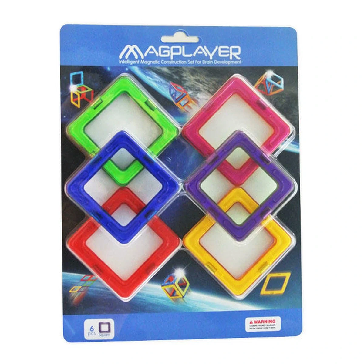 Constructii, cuburi, forme si culori - Joc de constructie magnetic - 6 piese MAGPLAYER 10 ani