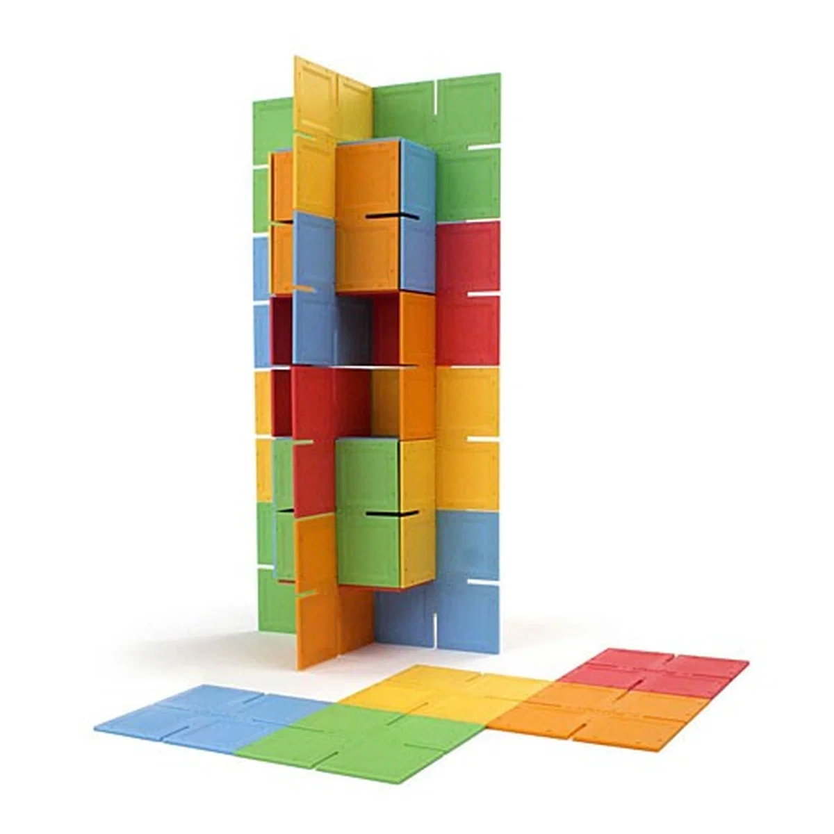 Constructii, cuburi, forme si culori - Joc de constructie Patrate DADO Original Fat Brain Toys