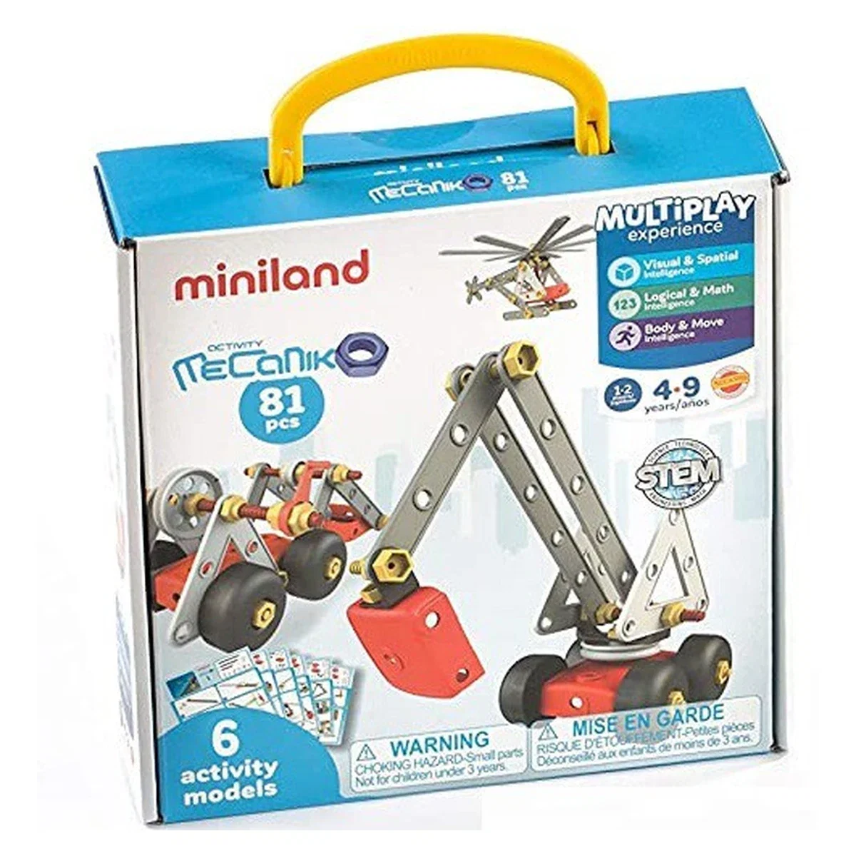 Constructii, cuburi, forme si culori - Joc de constructii Activity Mecaniko 81 Miniland 9 ani