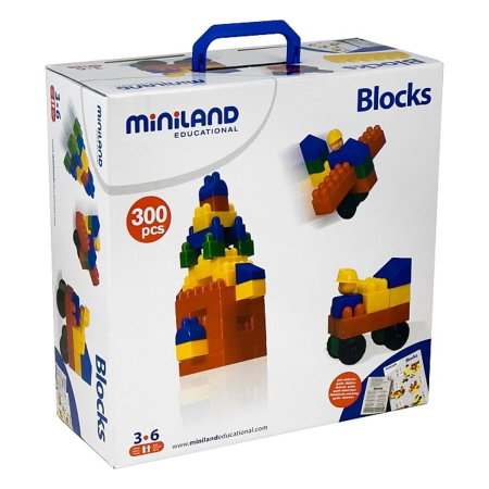 Constructii, cuburi, forme si culori - Joc de constructii Caramizi Miniland 300 buc 6 ani