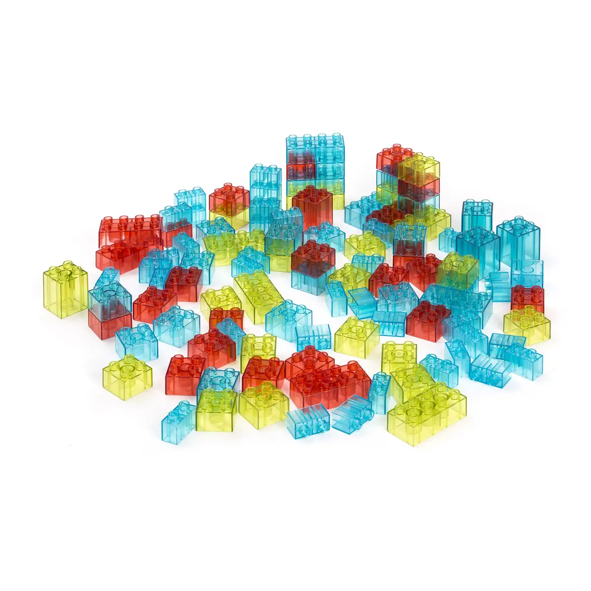 Jocuri de memorie - Joc de constructii cu 100 piese translucide Miniland 6 ani