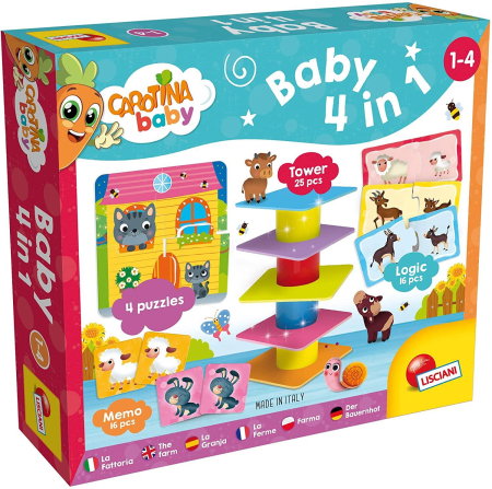Iq Games - Joc de logica 4 in 1 - Animalute jucause LISCIANI 4 ani