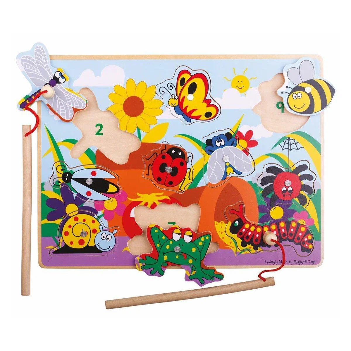Jucarii interactive - Joc de pescuit magnetic - Prietenii din gradina BIGJIGS Toys 18 luni+