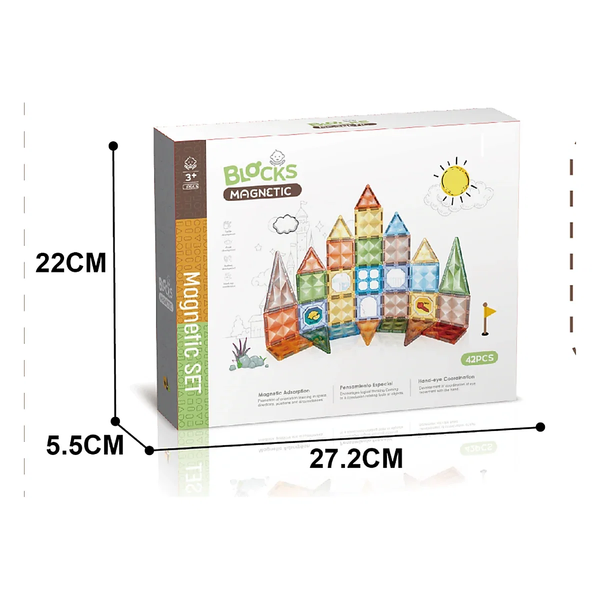 Joc magnetic Diamond - 42 piese (7.5 cm) Bufnitel 3 ani + [1]