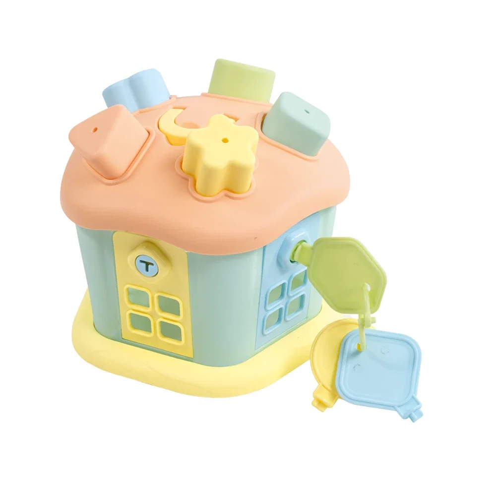 Jucarii interactive - Joc sortare - Casuta vesela cu chei - Pastel DOLU 12 luni+