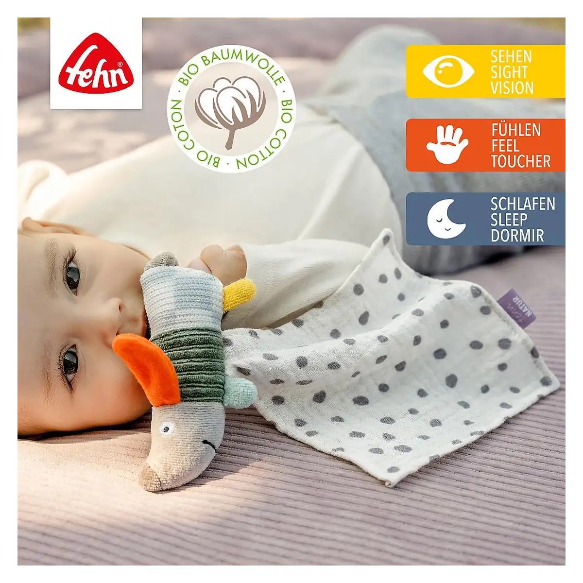 Jucarie doudou mini - Catelus NATUR Fehn 0 luni+ [4]