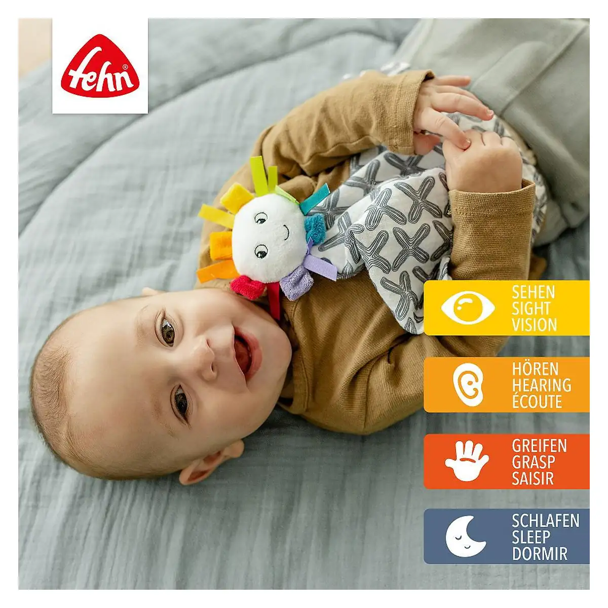 Jucarie doudou - Soare vesel Fehn 0 luni+ [2]