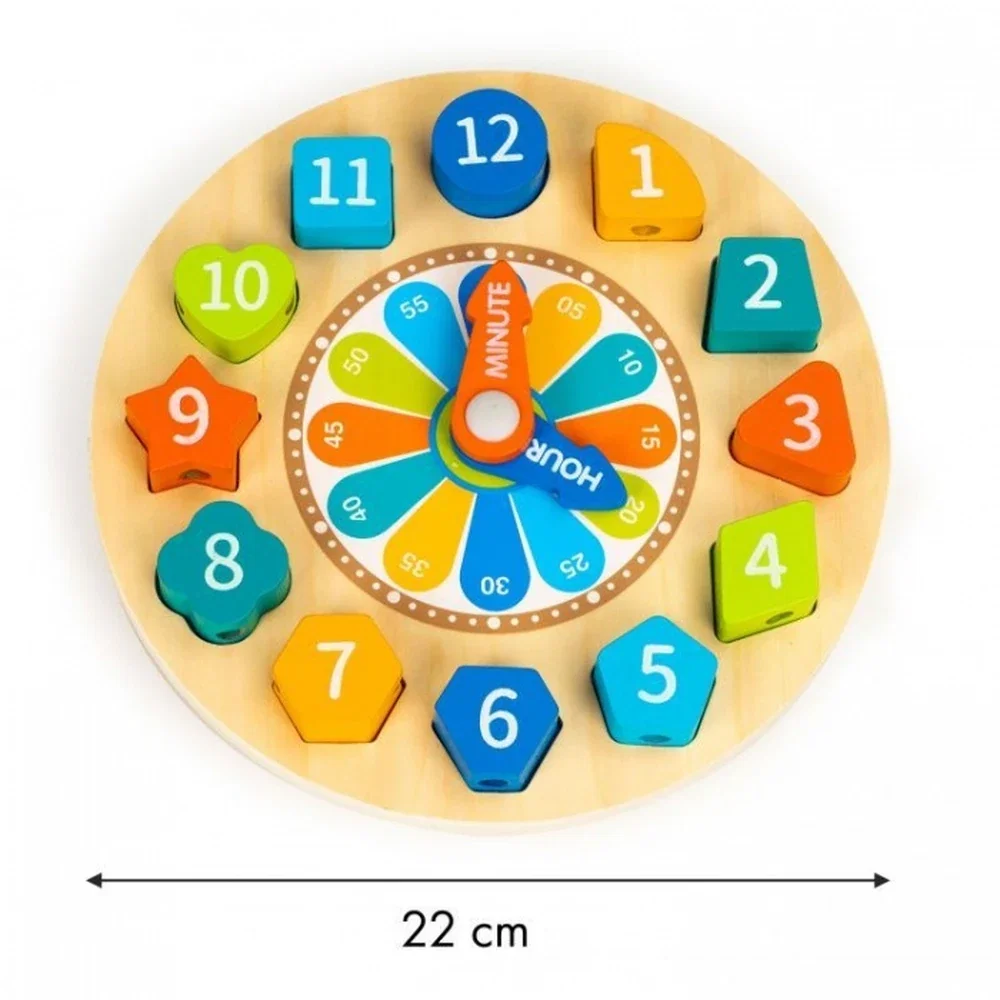 Jucarie educativa din lemn 3 in 1 tip ceas Ecotoys 3 ani+ [3]