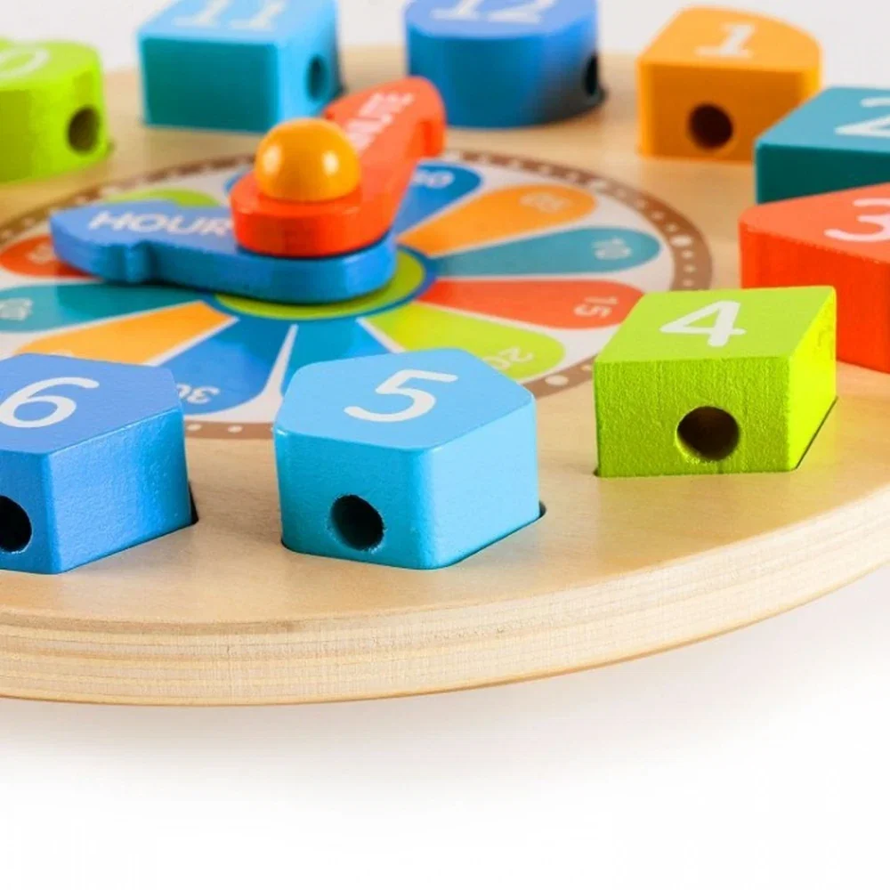Jucarie educativa din lemn 3 in 1 tip ceas Ecotoys 3 ani+ [2]