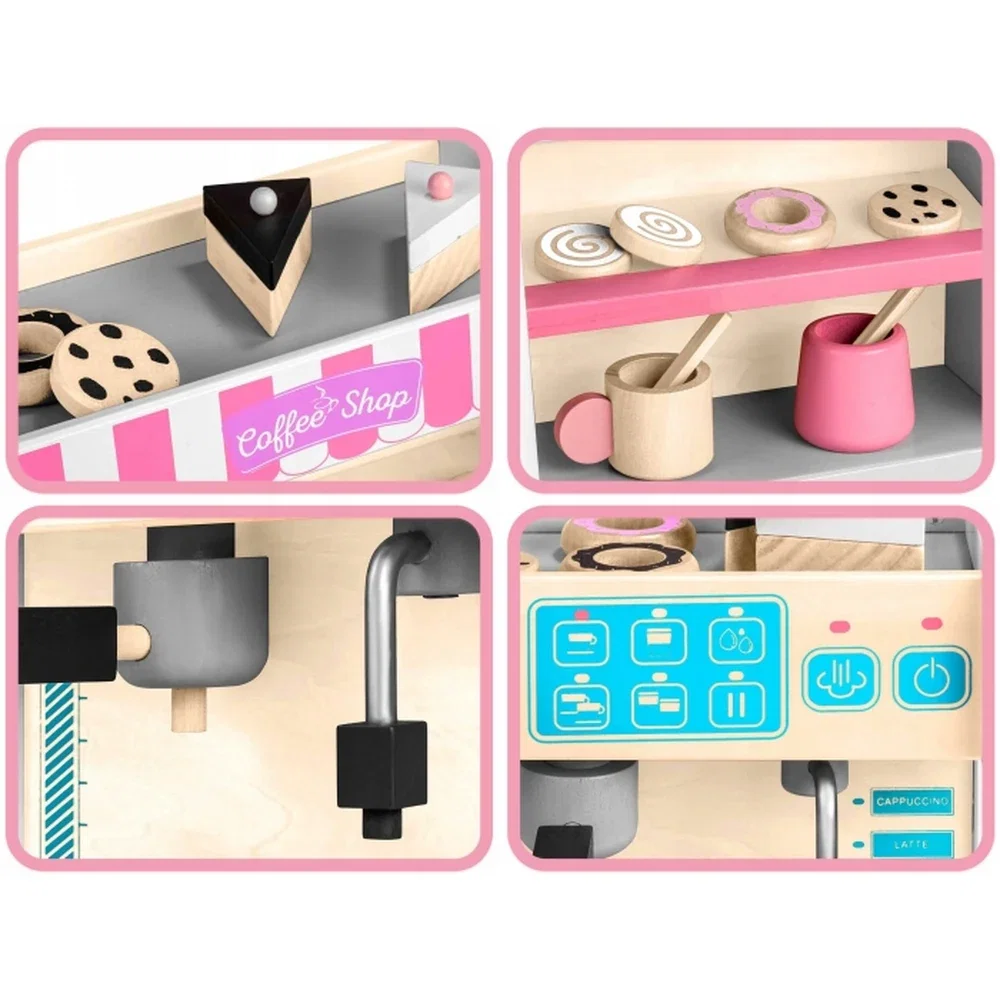 Jucarie interactiva din lemn, coffee shop, Ricokids - Alb 3 ani+ [4]