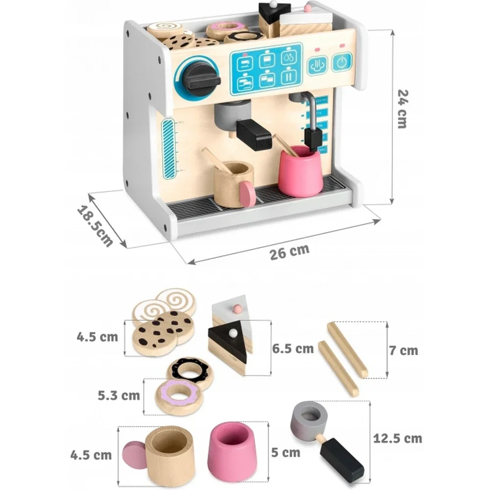Jucarie interactiva din lemn, coffee shop, Ricokids - Alb 3 ani+ [5]