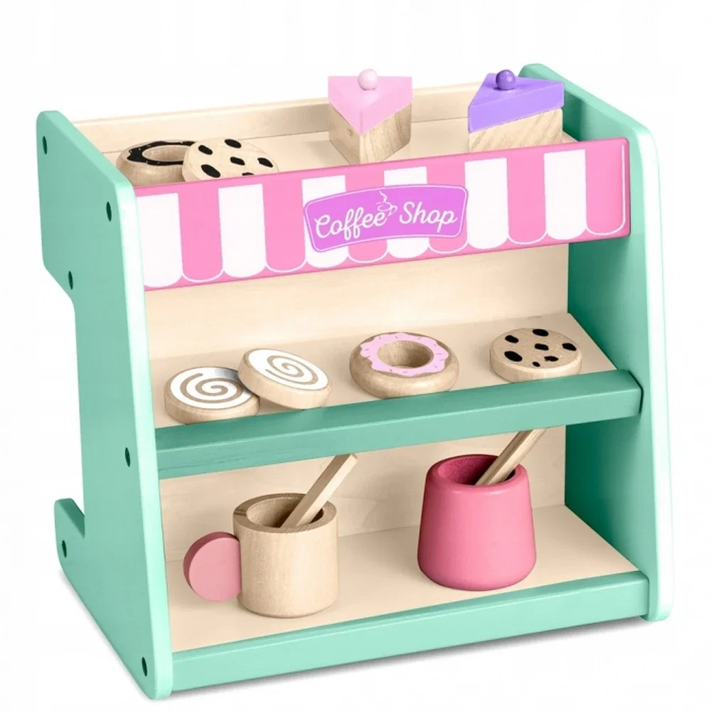 Bucatarii de joaca din lemn - Jucarie interactiva din lemn, coffee shop, Ricokids - Mint 3 ani+