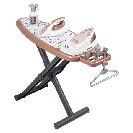 Seturi de curatenie copii - Masa si fier de calcat Tefal Ironing Board + Stream Iron, 9 accesorii Smoby 3 ani +