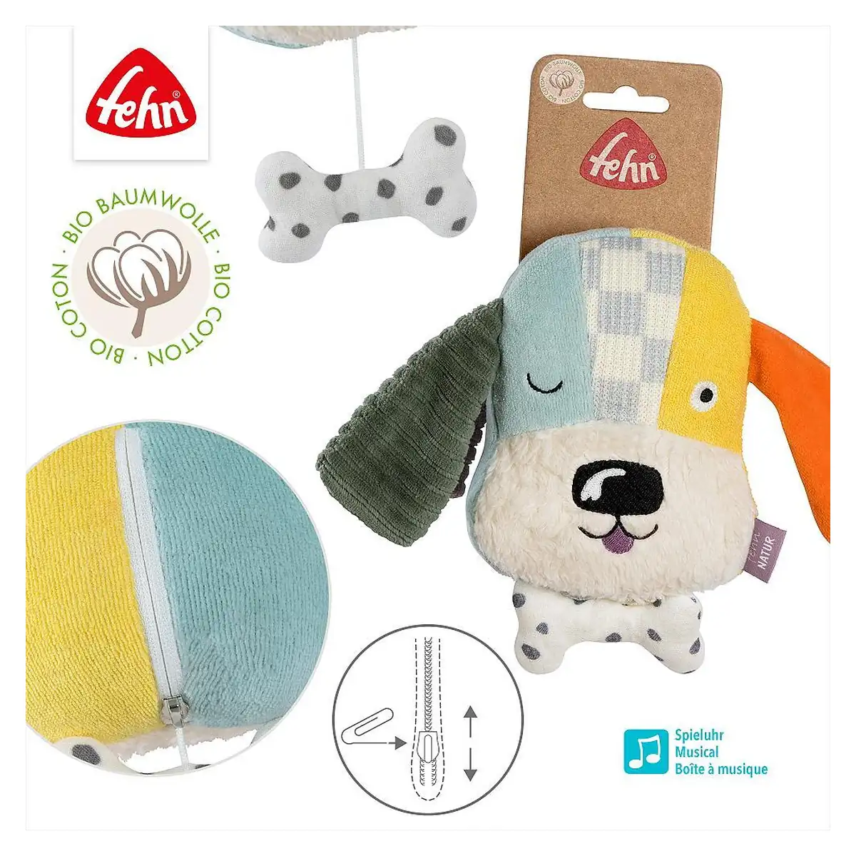 Jucarie muzicala mini - Catelus NATUR Fehn 0 luni+ [3]