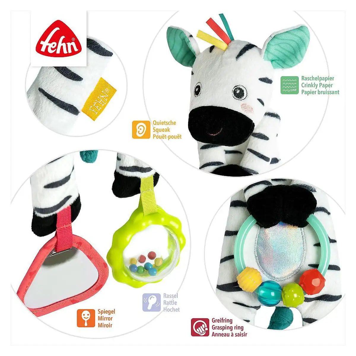Jucarie senzoriala bebelusi - Zebra Fehn 0 luni+ [2]