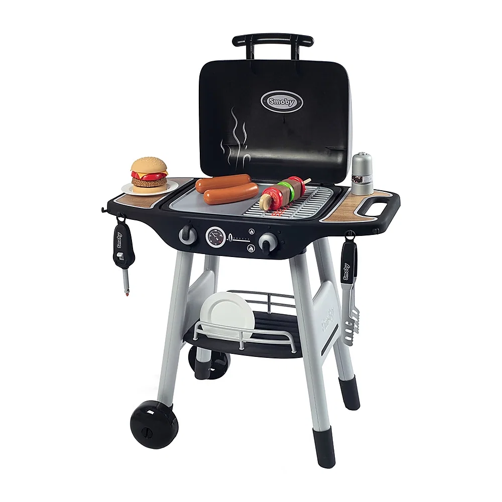 Bucatarii de joaca din lemn - Jucarie Smoby Gratar BBQ cu 18 accesorii 3 ani +