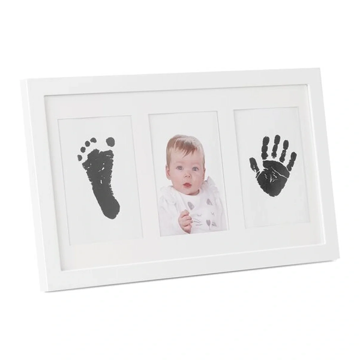 Camera copilului - Kit rama foto tripla, Jane, Cu cerneala pentru manuta si piciorus, Non-toxic, White 0 luni