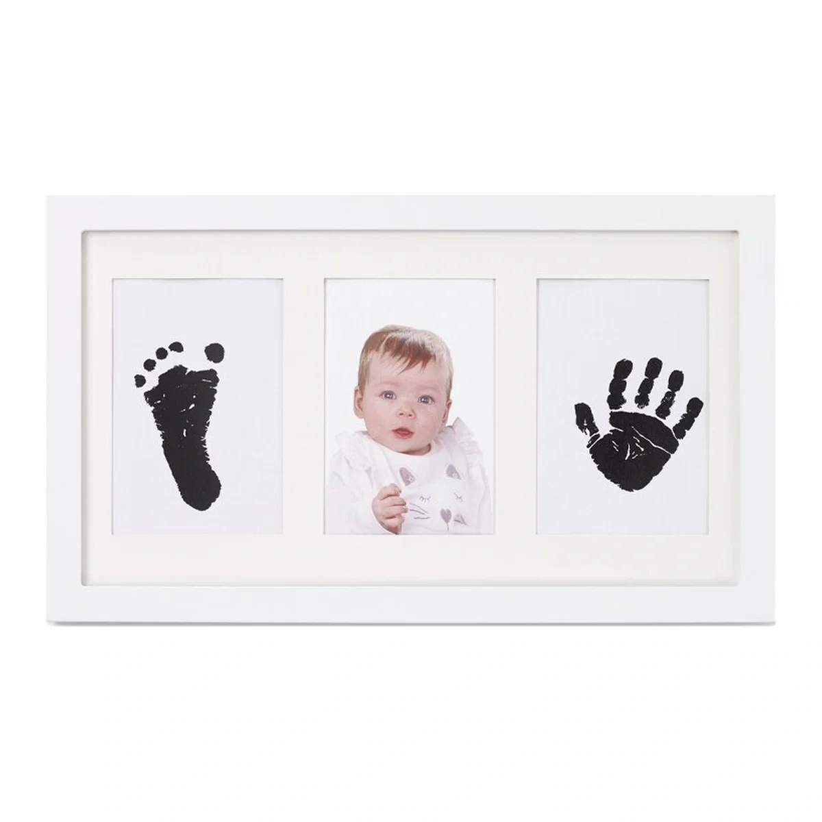 Kit rama foto tripla, Jane, Cu cerneala pentru manuta si piciorus, Non-toxic, White 0 luni [4]