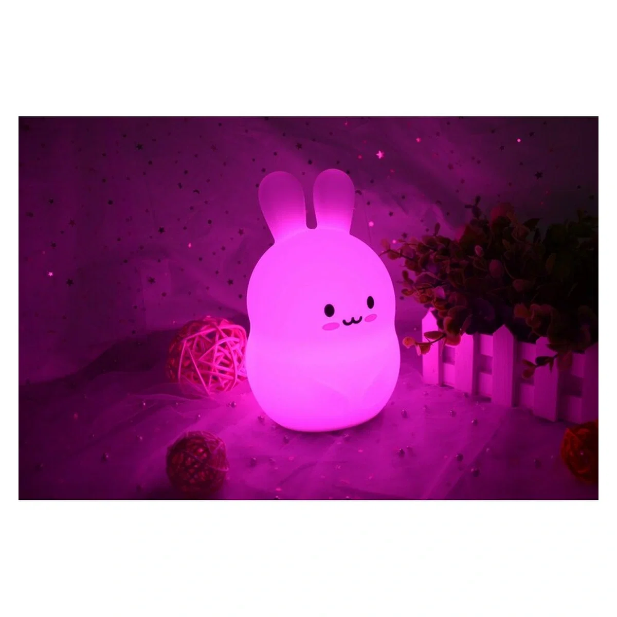 Lampa de veghe, FreeON, Silicon moale, Cu telecomanda si cablu USB, Cu 9 culori diferite si cronometru, Rabbit 0 luni+ [12]