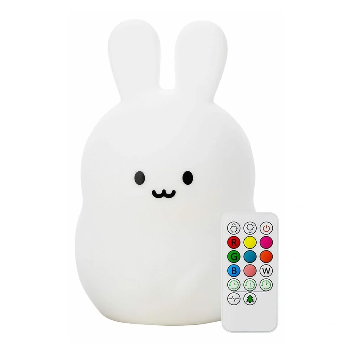 Lampi de veghe - Lampa de veghe, FreeON, Silicon moale, Cu telecomanda si cablu USB, Cu 9 culori diferite si cronometru, Rabbit 0 luni+
