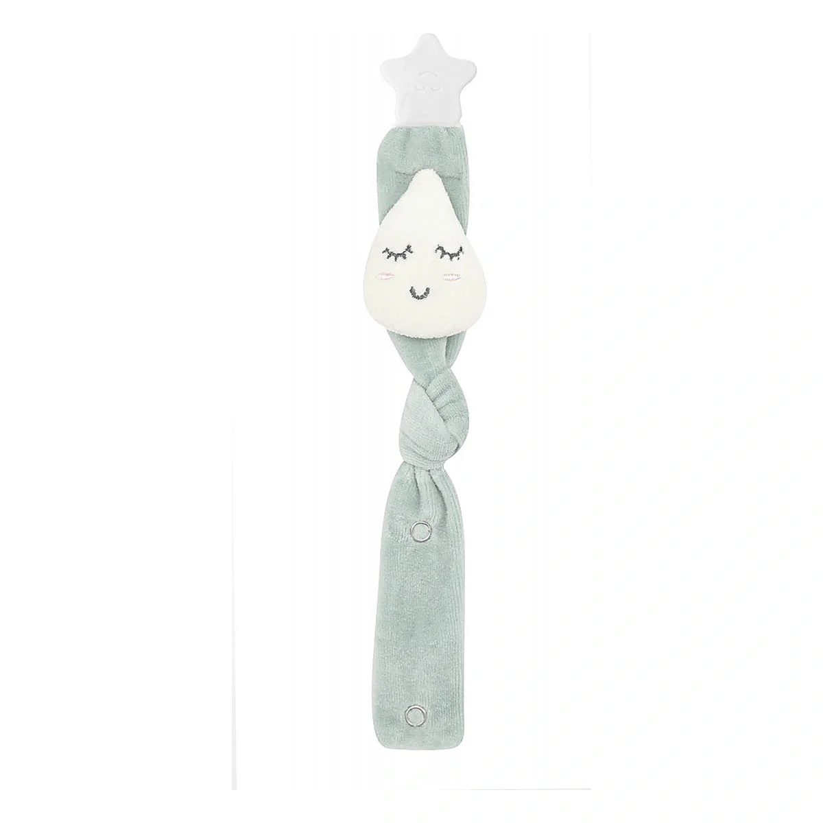 Suzete si lanturi - Lant pentru suzeta din material textil cu steluta Verde BabyJem 0 luni +