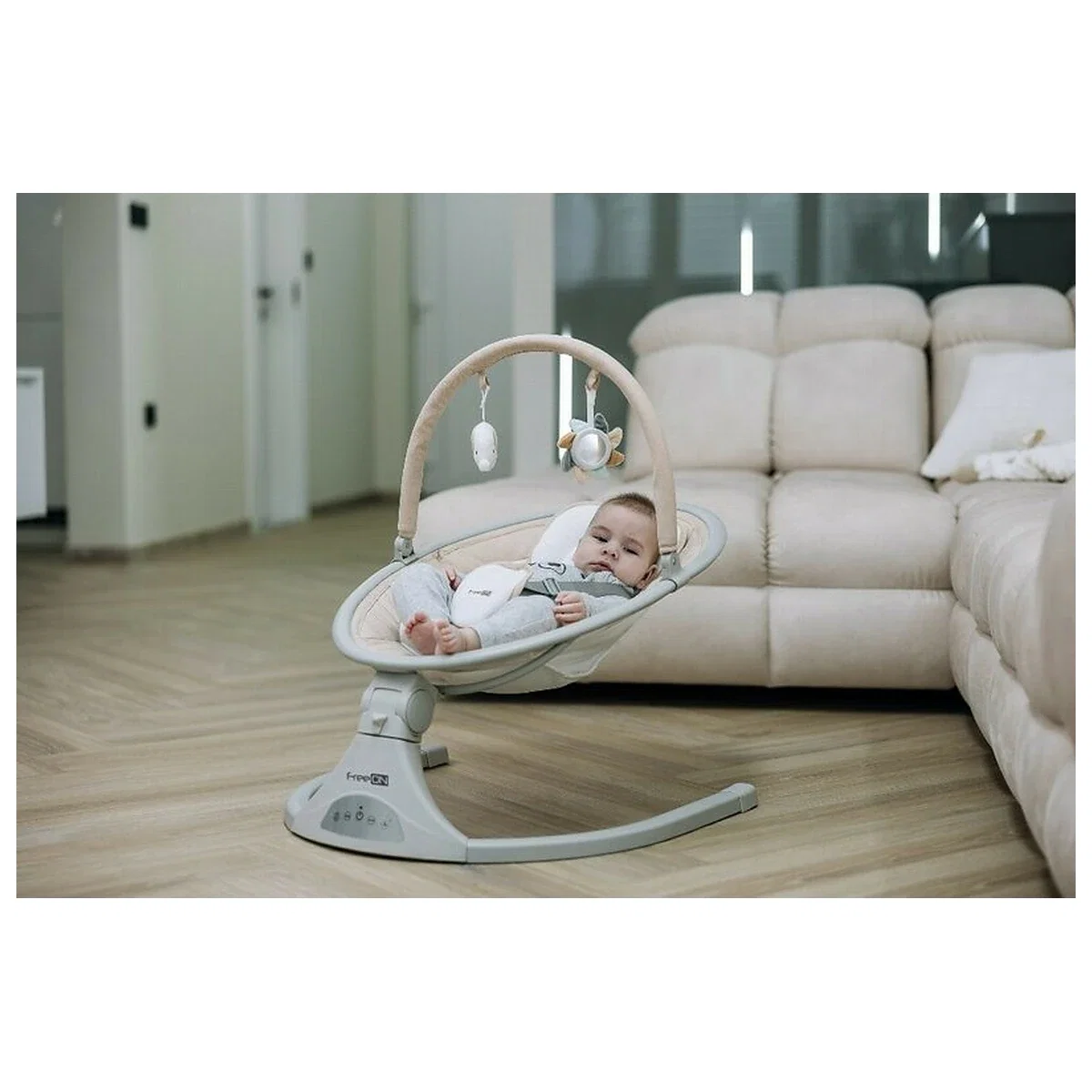 Leagan balansoar, FreeOn, Elite, 12 melodii, 5 viteze de balansare si 3 pozitii de reglare a spatarului, Beige [7]