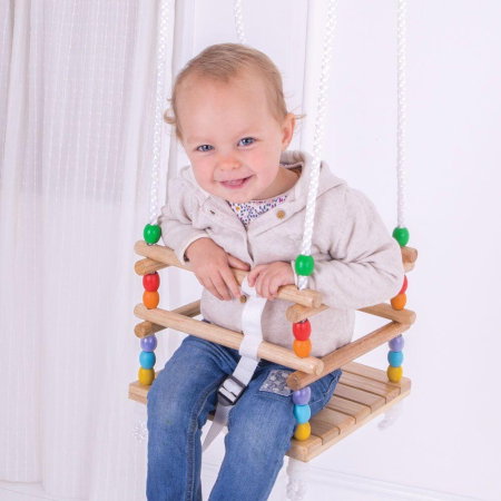 Leagan din lemn pentru copii, BIGJIGS Toys, 1-3 ani, maxim 25 kg [5]