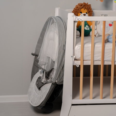 Leagan electric pentru bebelusi, cu spatar reglabil si senzor de miscare, AppeKids Evoque - Powder Grey [5]