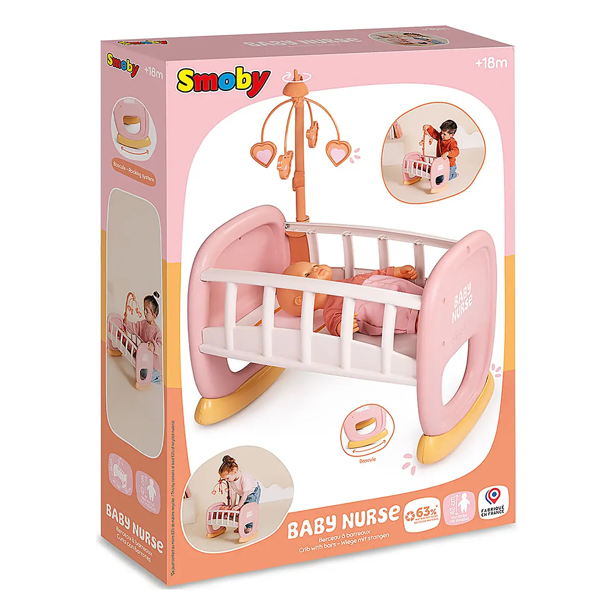 Leagan pentru papusa Smoby Baby Nurse Baby's Cot cu carusel 5 ani + [5]
