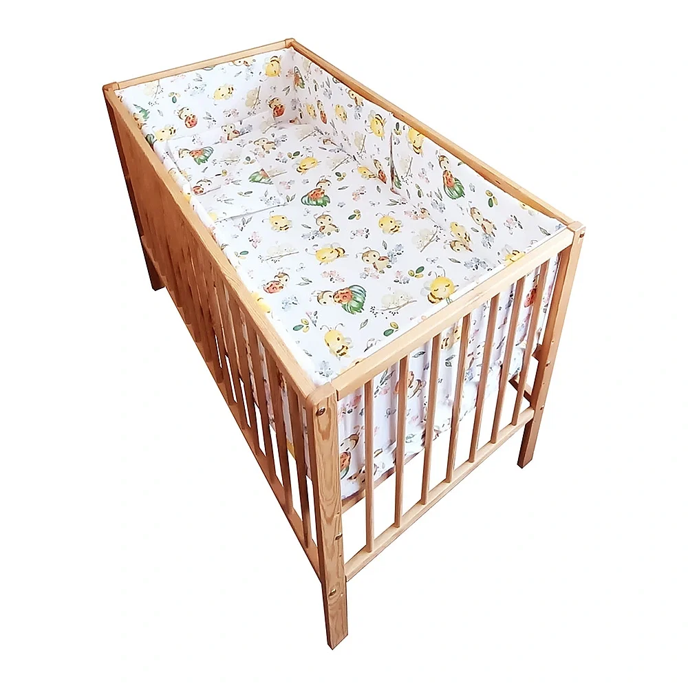 Somnul celor mici - Lenjerie patut Buburuza 5 piese (pernuta, plapuma, cearceaf cu elastic, 2 aparatoare laterale) Hubners