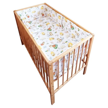 Seturi lenjerii - Lenjerie patut Buburuza 5 piese (pernuta, plapuma, cearceaf cu elastic, 2 aparatoare laterale) Hubners