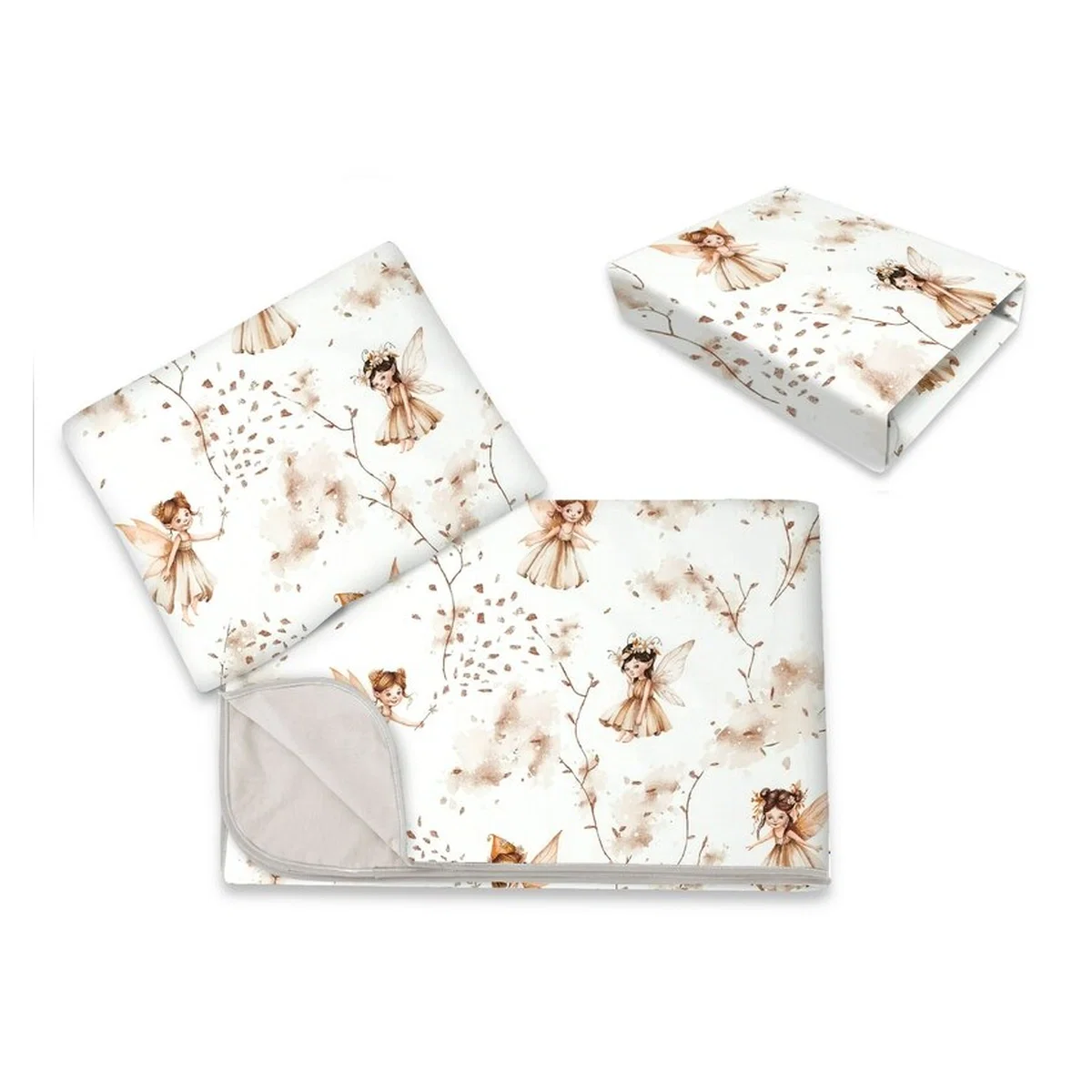 Somnul celor mici - Lenjerie patut cu 3 piese, MimiNu, Cu cearceaf 120x60 cm, paturica si pernuta, bumbac 100%, Fairy