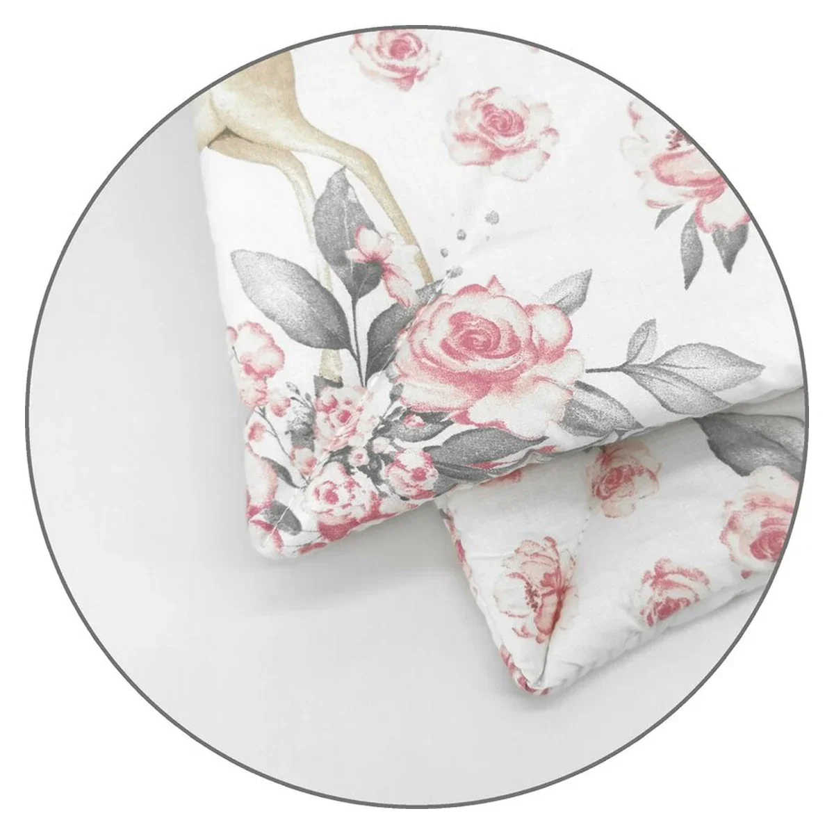 Lenjerie patut cu 3 piese, MimiNu, Cu cearceaf 120x60 cm, Pilota, Pernuta, bumbac 100%, Sweet Deer Pink [3]