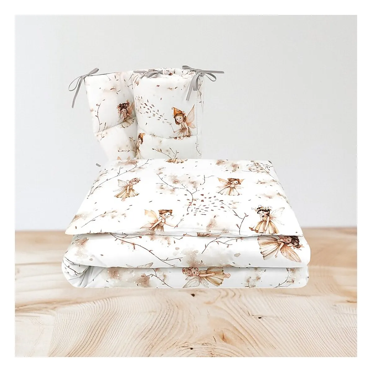 Lenjerie patut cu 3 piese, MimiNu, Pentru patut 120x60 cm, Cu protectie laterala, Fairy [1]
