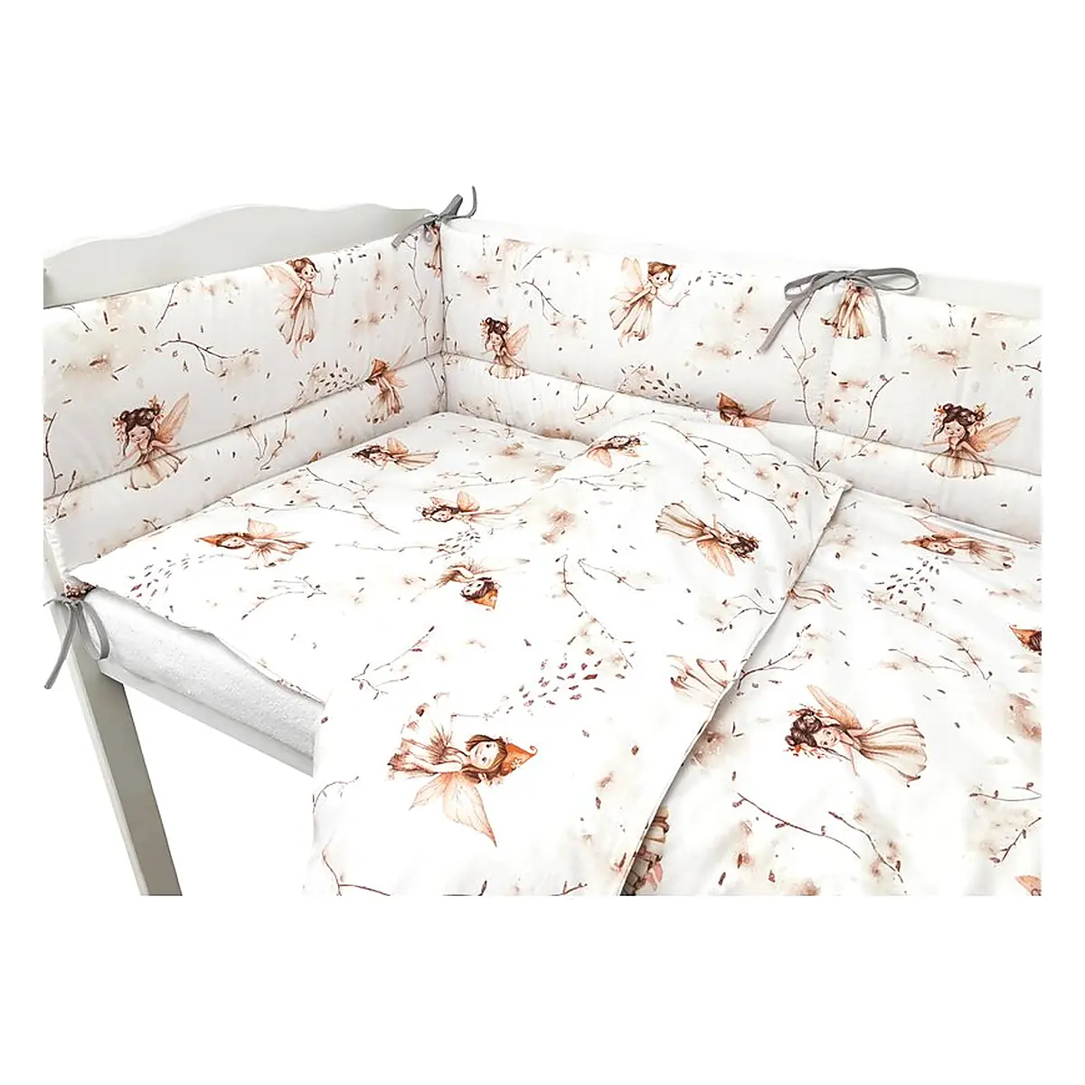 Lenjerie patut cu 3 piese, MimiNu, Pentru patut 120x60 cm, Cu protectie laterala, Fairy [3]