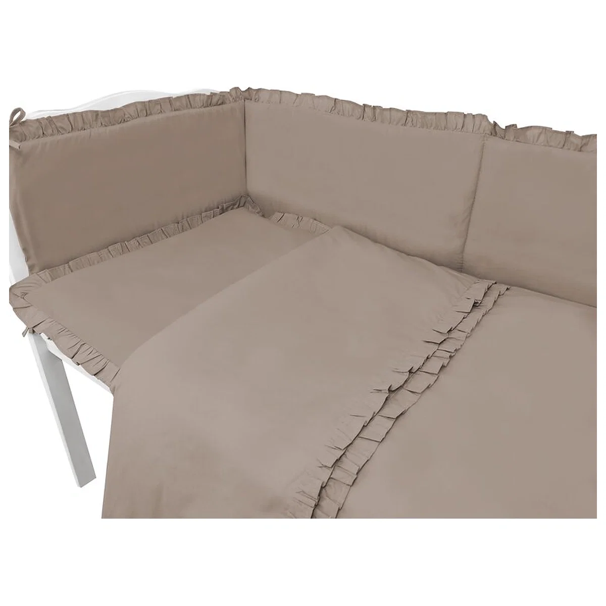 Lenjerie patut cu 3 piese, MimiNu, Pentru patut 120x60 cm, volanase, protectie laterala, bumbac certificat, Colectia [1]